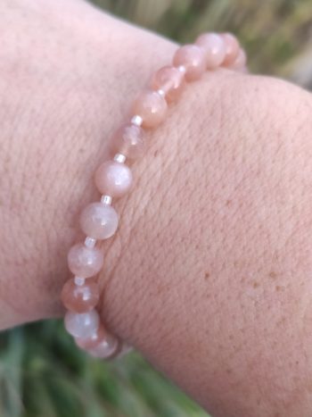 Bracelet pierre le lune orange +perle miyuki