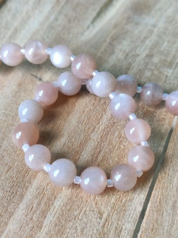 Bracelet pierre le lune orange +perle miyuki