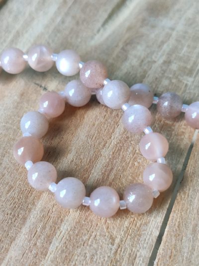 Bracelet pierre le lune orange +perle miyuki