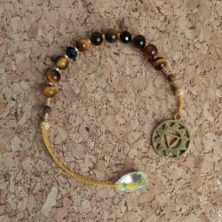 Suspension Chakra Plexus en Œil de Tigre