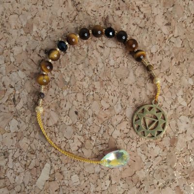 Suspension Chakra Plexus en Œil de Tigre