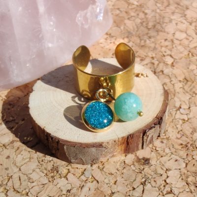 BAGUE DOREE AMAZONITE