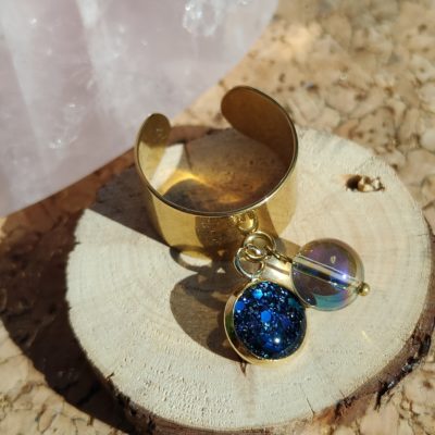 BAGUE DOREE Cristal Aqua Aura