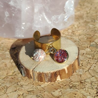 BAGUE DOREE Jaspe Orbiculaire